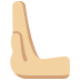 leftwards pushing hand: medium-light skin tone on Twitter/X