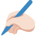 writing hand: light skin tone on Twitter/X