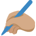writing hand: medium skin tone on Twitter/X